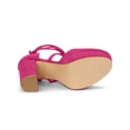 thumbnail image 5 of BLISSFUL STEP Women's Pumps Block Heels Platform Strappy Lace up Pumps Hot Pink 8, 5 of 8