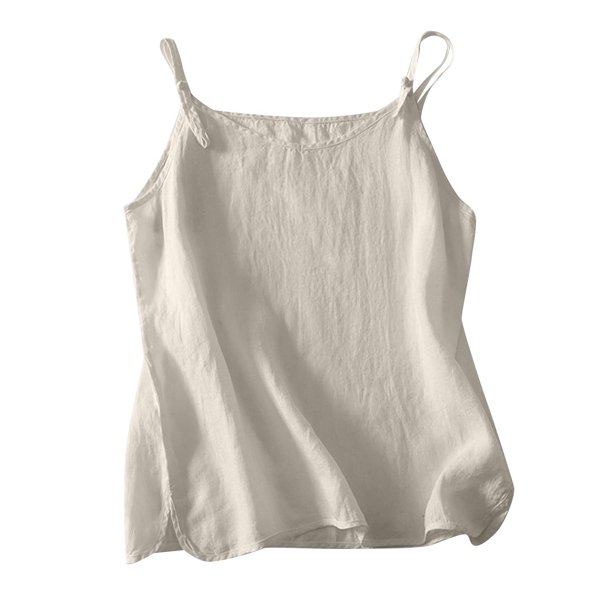 Vestidos Casuales Para Mujer, Blusas De Mujer De Moda Camisola de mujer con escote en V, hebilla ajustable y tirantes de lino sintético
