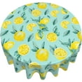 thumbnail image 3 of Yellow Lemon Tablecloth Round 60 Inch Teal Leaves Summer Tablecloth Waterproof Wrinkle Free Lemonade Tablecloth Kitchen Circle Table Cloth Cover Mat for Party Dinning Tabletop Wedding Home Decor, 3 of 6