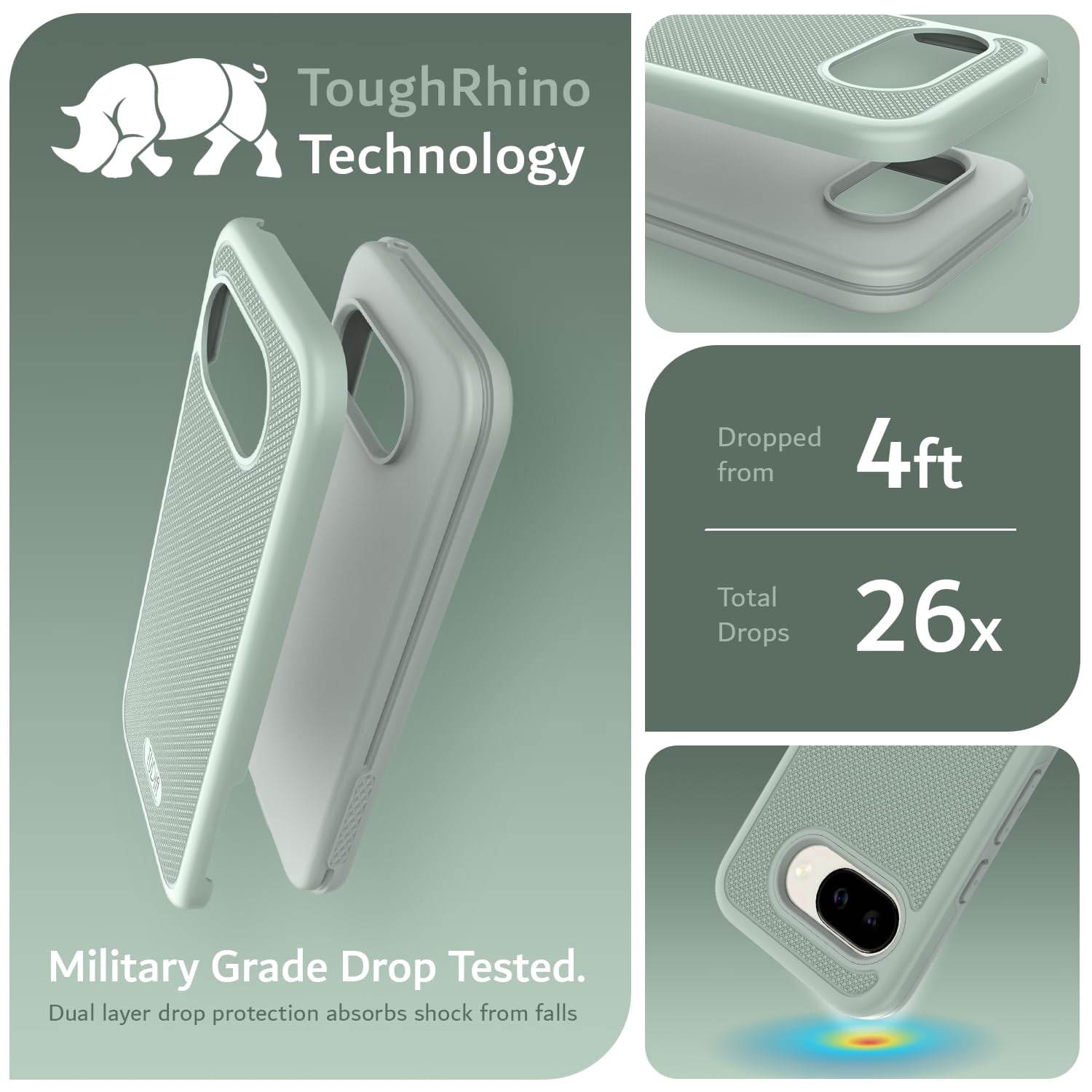 TUDIA MergeGrip for Google Pixel 9A Case 2025 Heavy Duty Dual Layer Cover - Green Lily