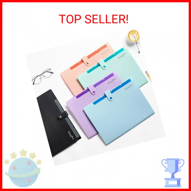 Sooez Expanding File Folder, Letter Size Accordion File Organizer, 5 Pocket Fold