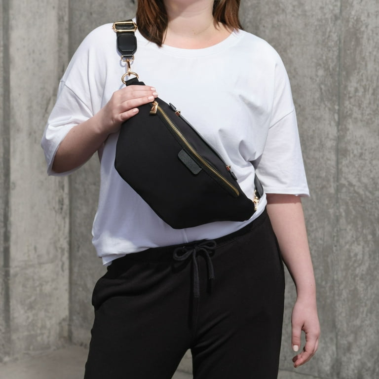 Zodaca Plus Size Crossbody Bag, Black Oversized Fanny Pack Zodaca Plus Size Crossbody Bag, Black Oversized Fanny Pack