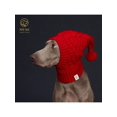 thumbnail image 4 of Italian Greyhound & Weimaraner: Cozy Red Knitted Pom-Pom Dog Hat In Waffle Pattern, 4 of 5