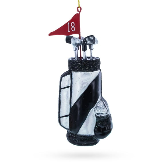 Golf Bag with Clubs Glass Christmas Ornament
