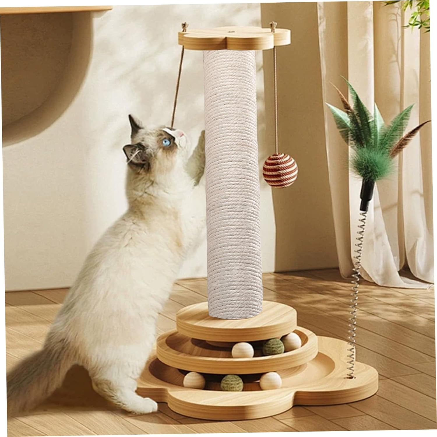 2PCS Cat Scratching Post Replacement, 20 Inch Sisal Cat Tree Replacement Post, 8mm Bolts, Easy to Install