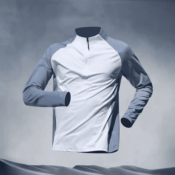 Camiseta deportiva de manga larga de secado rápido para hombre, ropa de entrenamiento con media cremallera, protección solar, adecuada para primavera, otoño y verano