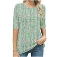 thumbnail image 7 of 3/4 Sleeve Tops for Women Printed CaUSAl Tee Shirts Round Neck Tunics Blosues Pullover Sweater Blouses Relaxed Fit Tunic Tee Dressy CaUSAl Top Beach Holiday Outfits 2025, 7 of 7