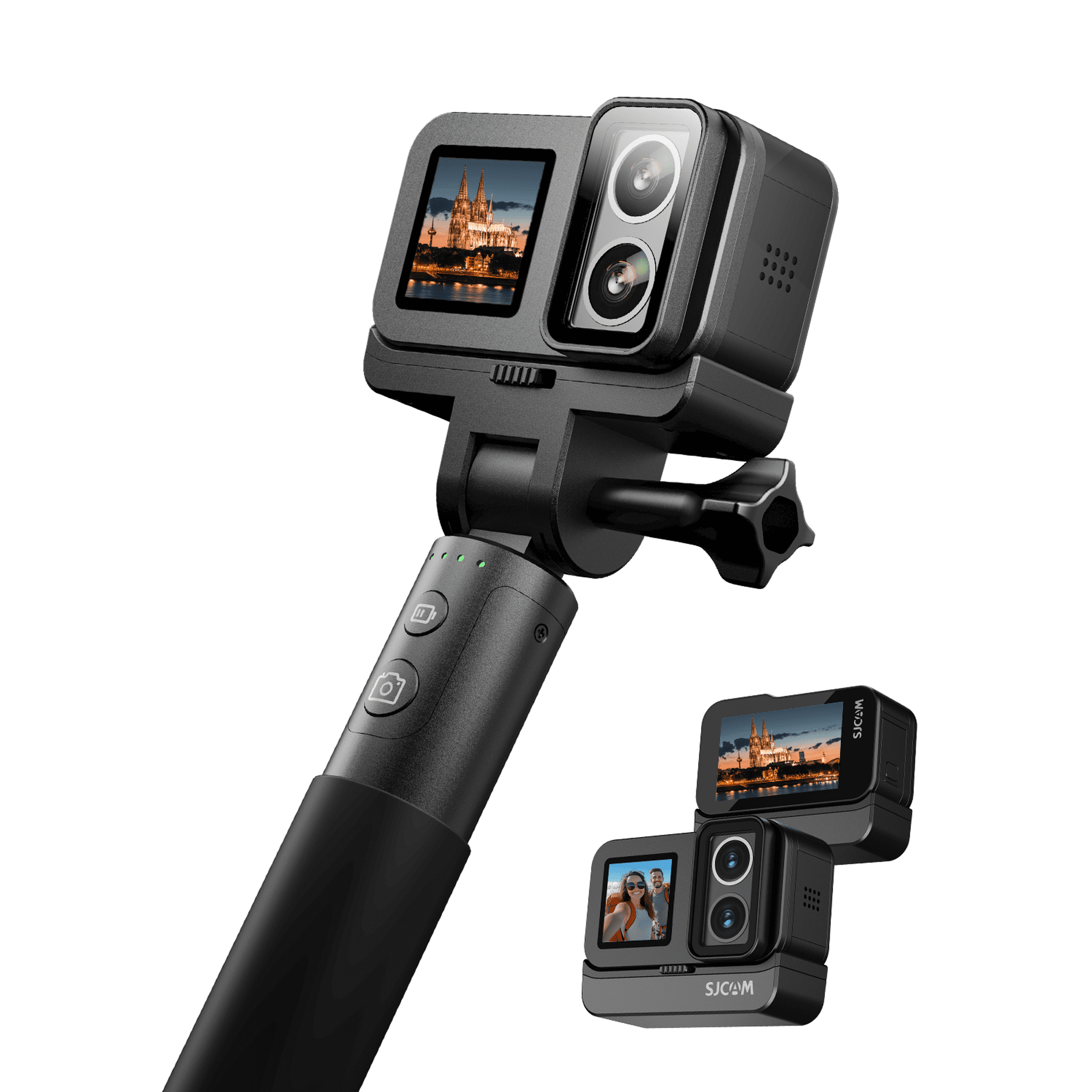 SJCAM SJ20 SUPERNIGHT 4K Dual Lens Action Camera, 6-Axis Gyro Stabilization, F1.3/F2.0 Aperture, 154° FOV, 8H Power Selfie Stick, Low Light HDR, 8X Zoom, Waterproof 30M for Motorcycling/Travel