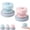 Blue+Pink, variant on 3-In-1 Retainer Case with Mirror & Cleaning Brush, Denture Soaking Cup with Removable Tray, Retainer Case with Cleaning Basket & Mirror, for Travel & Daily Care (1pcs White)
