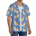 thumbnail image 4 of Xecao offers the Corgi for Men's Casual Short-sleeved Shirt, a button-up collared shirt with a pocket, perfect for beach vacations and yacht travel in the 4X-Large size., 4 of 7