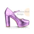 thumbnail image 3 of BLISSFUL STEP Platform Mary Janes Block Heels Pumps for Women Purple (Size 7), 3 of 5