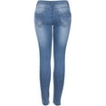 thumbnail image 2 of 2Luver, Women's, Five Pocket Stretchy Distressed Skinny Jeans, Blue-Light Wash, 1, 2 of 3