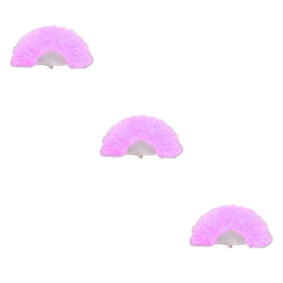 Bewildely Abanico de plumas Decoración Fiestas Cosplay Adorno de mano Aficionados Baile Rendimiento Accesorio Boda Adulto Luz púrpura Type1 NO1