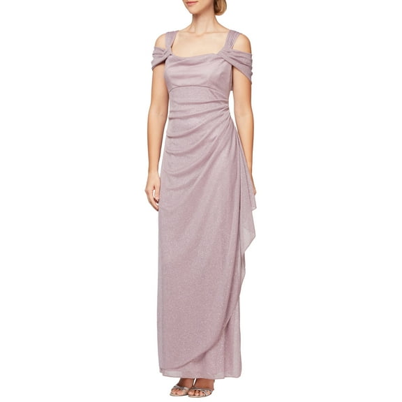 ALEX EVENINGS Womens Pink Short Sleeve Maxi Sheath Evening Dress Size: 14