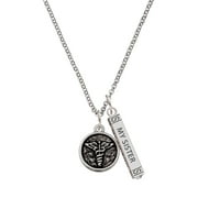 Delight Jewelry Silvertone Medical Caduceus Seal - Silvertone Always My Sister Bar Charm Necklace, 23"
