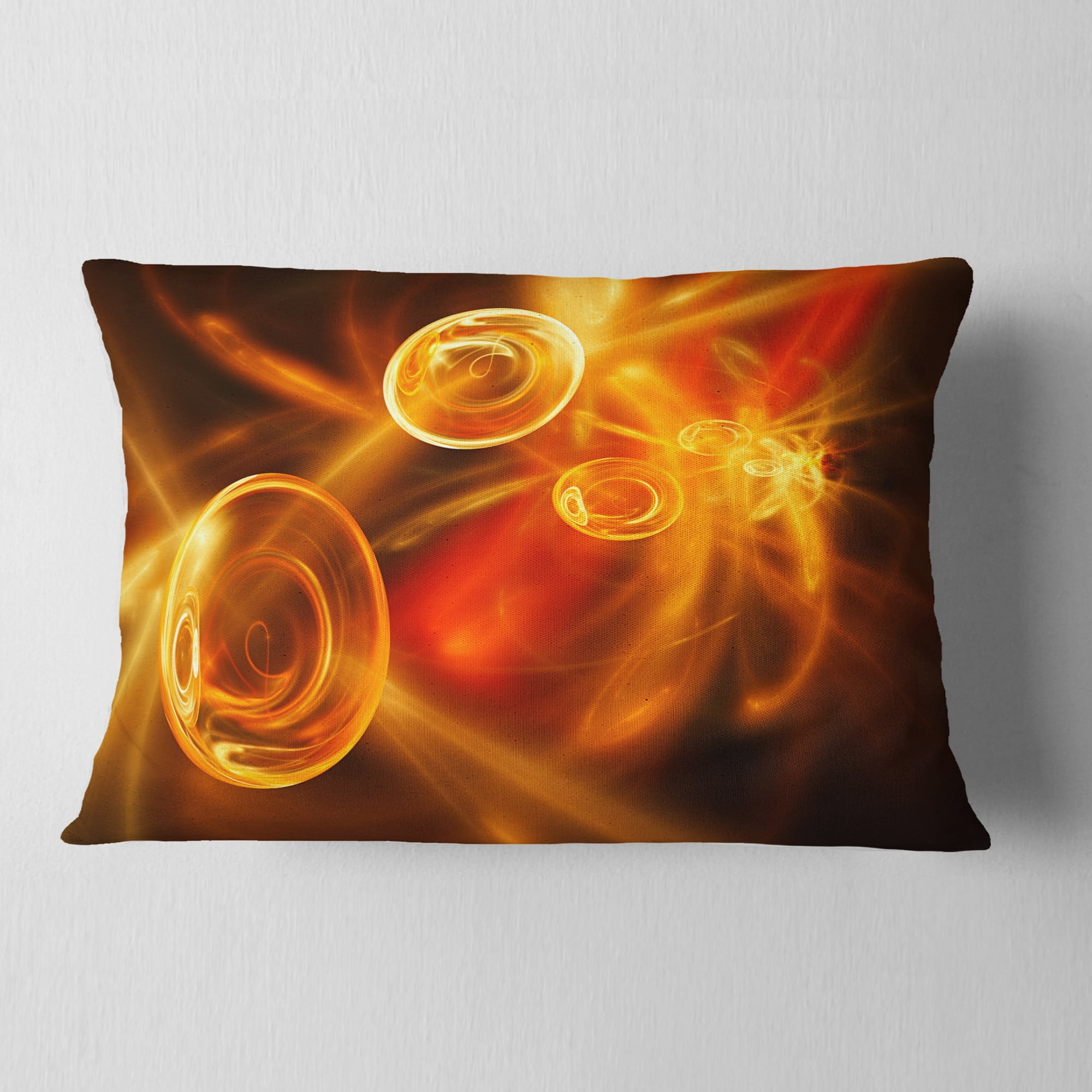 Designart Yellow Fractal Desktop - Abstract Throw Pillow - 12x20