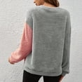 thumbnail image 4 of EchfiProm Womens Pink Sweatshirt Trendy Pullover Long Sleeve Crew Neck Colorblock Tops for Womem, 4 of 9