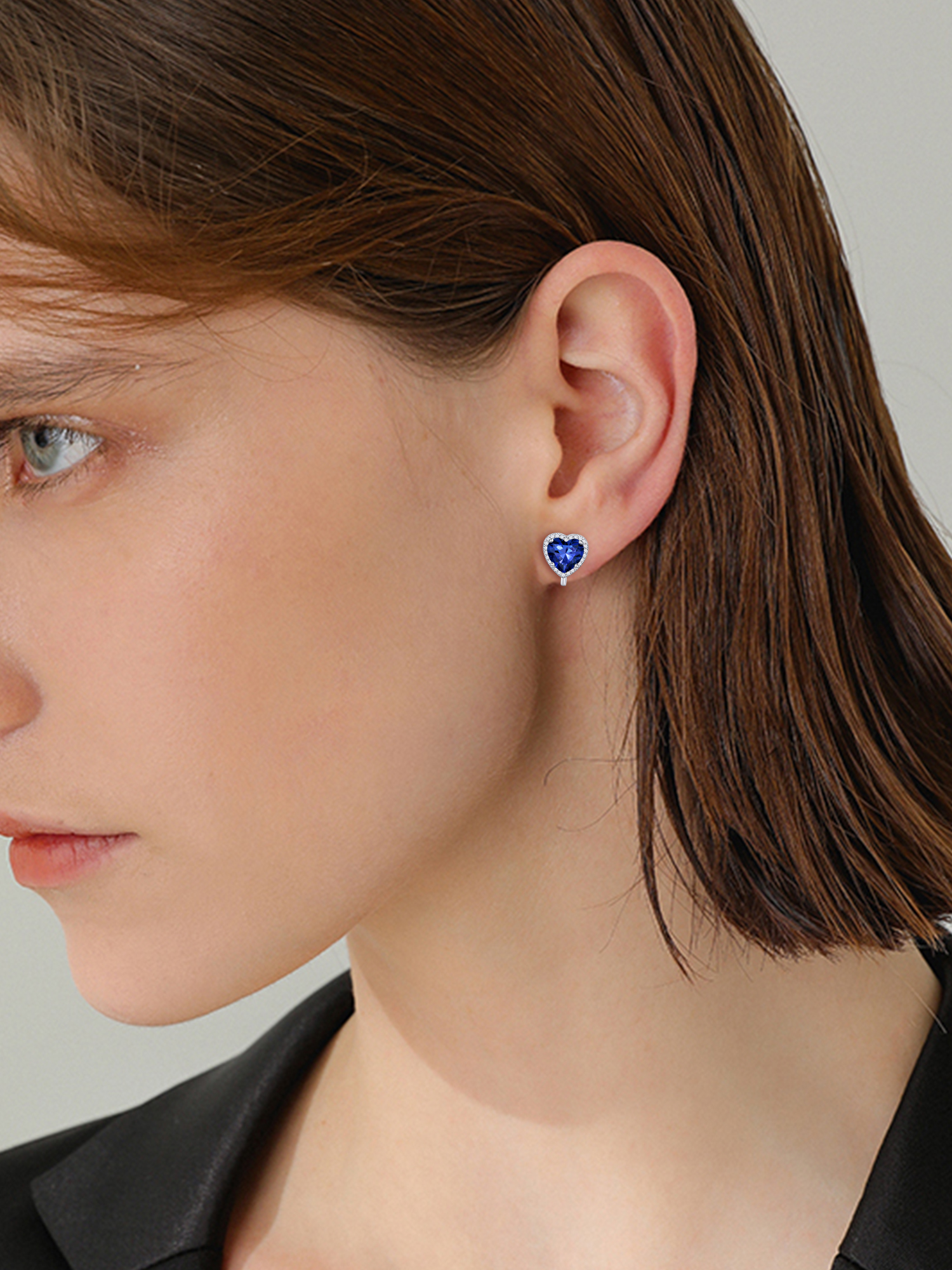 ChicSilver 925 Sterling Silver Non-Pierced Stud Earrings September Birthstone Clip-on Earrings for Women
