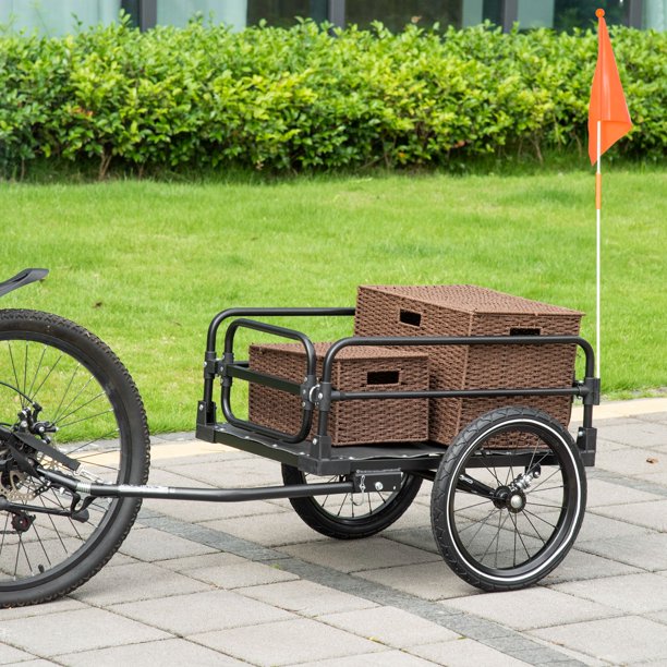 Foldable Cargo Bike Trailer Bicycle Cart Wagon Trailer w/Hitch, 110lbs Max  Load Steel Frame Heavy Duty Bicycle Cargo Wagon Trailer for Carrying Stuff