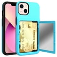 thumbnail image 1 of Funda tipo cartera para iPhone 13, con tarjetero, híbrida de policarbonato, antigolpes, antideslizante, de doble capa, para Apple iPhone 13 de 6,1 pulgadas, color rosa transparente, 1 of 4