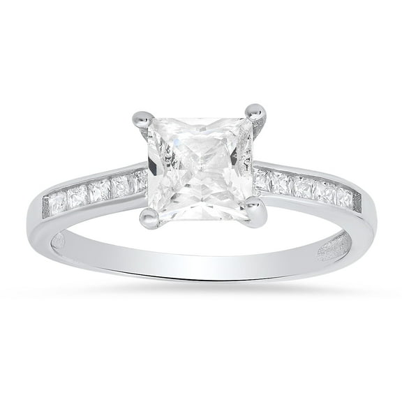 925 Sterling Silver Princess-cut Diamond CZ Ring
