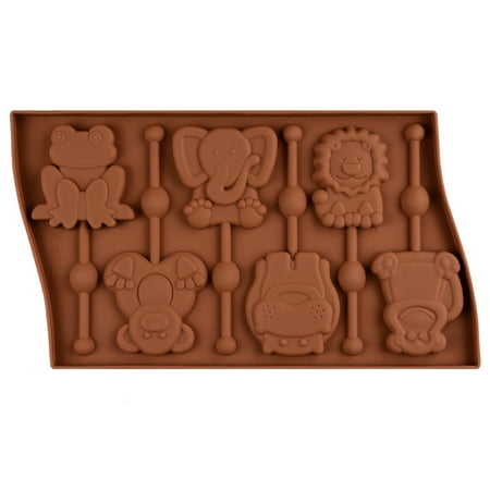 

27.5x16.5cm 6 Cavity Silicone Animal Shaped Lollipop Mold Monkey Chocolate Moulds Candy Cake Stencil Baking Accessory Decorating