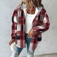 thumbnail image 4 of Sokhug Jackets for Women with Hood Casual Loose Button Down Buffalo Plaid Flannel Shirts Fall Winter Fashion Shacket Coats, 4 of 6