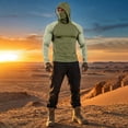 thumbnail image 5 of Dresfit Mens Sun Shirts Cooling Long Sleeve Fishing Shirt 2026 Summer Hooded Workout Hoodies Big and Tall Muscle Hiking Pullover with Face Mask Mint Green L, 5 of 9