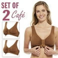 thumbnail image 2 of Carole Martin Full-Freedom Cotton Front Closure Comfort Bra - Wire Free - Stretch Cups - One Size Fits All B, C, and D Style 7276 Set of 2-Cafe 38, 2 of 7