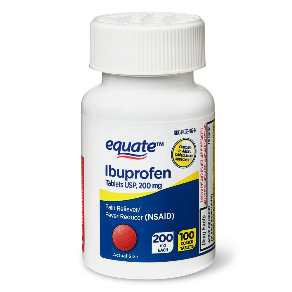 Equate Ibuprofen Pain Reliever/Fever Reducer Coated Tablets, 200mg, 100