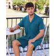 thumbnail image 5 of EKOUAER Mens Pajamas Set Short Sleeve Sleepwear Button Down Soft Loungewear 2 Piece Pj Shorts Sets with Pockets, 5 of 6