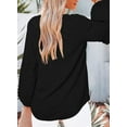 thumbnail image 3 of Women's Casual Boho Floral Print V Neck Long Sleeve Loose Shirt Shirt Tops, 3 of 9
