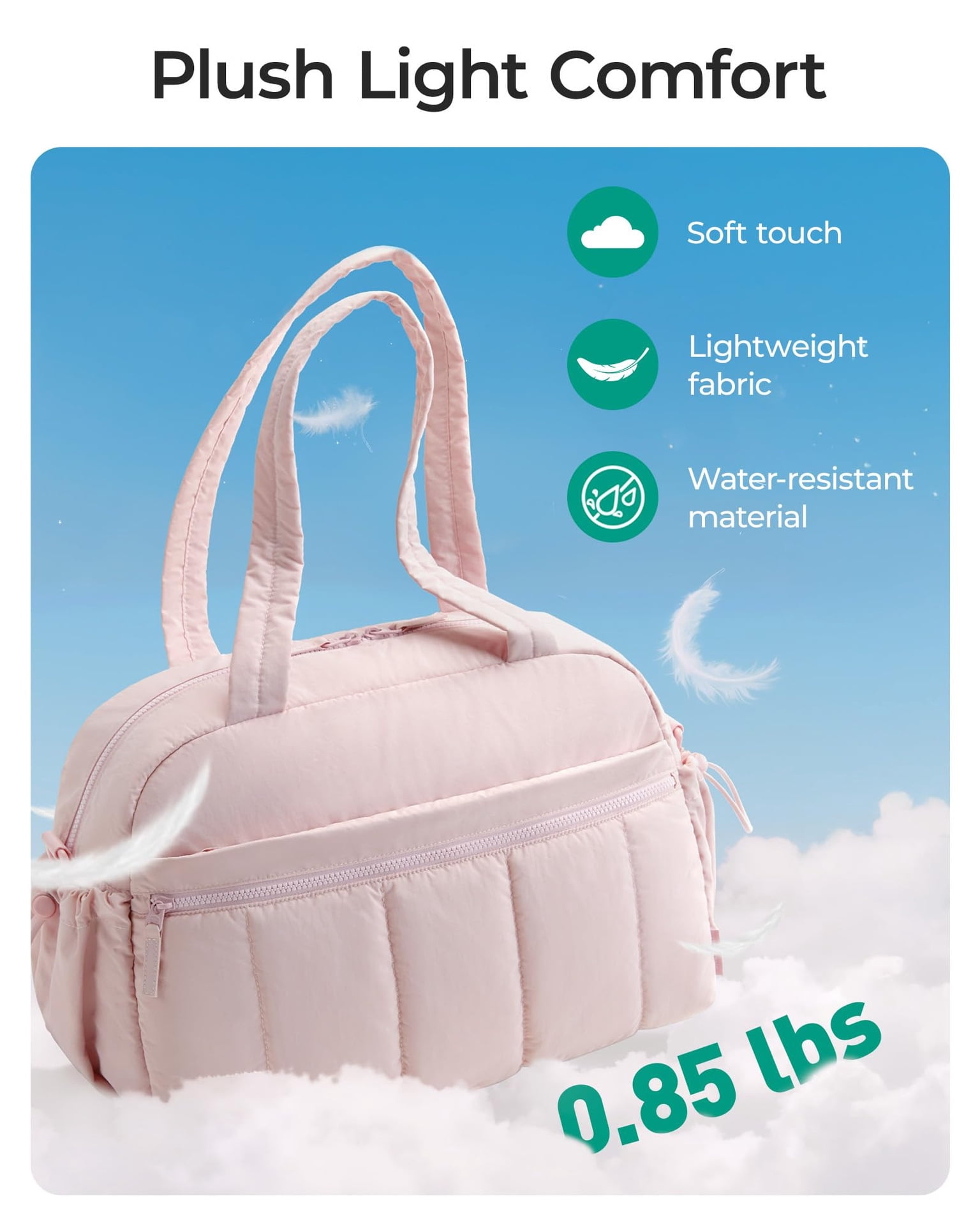 Quilted Lightweight Tote Bag Water-Repellent for Work Gym Travel