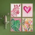 thumbnail image 4 of PixonSign Framed Wall Art Love and Wildlife Striped Zebra and Heart Illustrations Posters, Set of 4 Pink Preppy Room Digital Art Minimalism Colorful Canvas Prints for Home Decor - 8"x10" Natural, 4 of 5