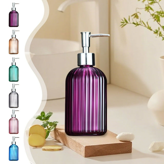 Bowayaoa Glass Hand Soap Dispenser Bottle Refillable Lotion Pump for Bathroom Kitchen Shampoo Body Wash Dispenser