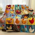 thumbnail image 6 of Vintage Rooster Plaid Print Blanket, Funny Cozy Chicken Throw Farm Quilt Chicken Decorations, Warm Farmhouse Gifts for Adults and Kids for Thanksgiving Winter Holiday, 6 of 7