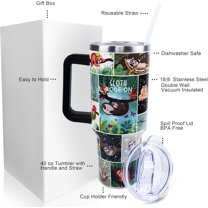 Sloth Mug 40 oz Tumbler with Handle and Straw Lid Leak Proof - Sloth Coffee Travel Mug with Handle Insulated for Hot and Cold Drink Ice - Birthday Sloth Gifts for Women Stainless Steel Cup