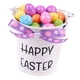 thumbnail image 2 of Adorno de cubo de huevos de Pascua. Cubo de mano versátil para recoger huevos. Lazo estampado violeta, 2 of 7