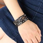 Sardfxul Punk Rock Cuff Wrap Leather Bracelet Chain Spike Rivets Bracelet Gothic Bracelets Multilayer Bracelet Jewelry Adjustable
