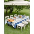 thumbnail image 3 of Outdoor Tablecloth with Umbrella Hole and Zipper, Thanksgiving Rectangle Table Cloth 54x80 Inch Waterproof Tablecloth, Fall Orange Blue White Pumpkin Stripes Picnic Table Cover for Patio Camping, 3 of 7