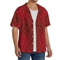 thumbnail image 3 of Lafuoo Vintage Burgundy Pattern Men's Cuban Collar Short Sleeve Shirt, Button-Down Resort Beach Pocket Shirt-XX-Large, 3 of 7