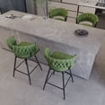 thumbnail image 2 of Bar Stools Set of 4,  Counter Height Bar Stools with Suede Woven Back, 360 Swivel Bar Stools Upholstered Bar Chair, Counter Stool Arm Chairs with Footrest, Green, 2 of 9