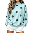 thumbnail image 2 of thefmos Women's Mock Neck Fleece Polka Dot Pullover Sweatshirt Ribbed Cuffs Long Sleeve Casual Cozy Top Fashion Fall Winter Outfit, Green L, 2 of 5