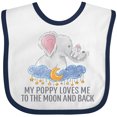 thumbnail image 3 of Inktastic My Poppy Loves Me to the Moon and Back Elephants in Clouds Boys or Girls Baby Bib, 3 of 4