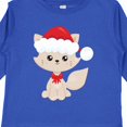 thumbnail image 4 of Inktastic Christmas Cat, Cute Cat, Beige Cat, Santa Hat, Xmas Girls Long Sleeve Toddler T-Shirt, 4 of 5