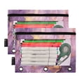thumbnail image 2 of Purple Lilac Marble 2 Pack Pencil Pouch for 3 Ring Binder Smooth Zipper Folders with Pockets Clear Window Pencil Case, 2 of 6
