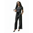 thumbnail image 4 of Sucegi Women's Striped Wide-Leg Pants Elastic Waist with Drawstring | Loose Fit for Concealing Imperfections | Perfect for Daily Commute, 4 of 5