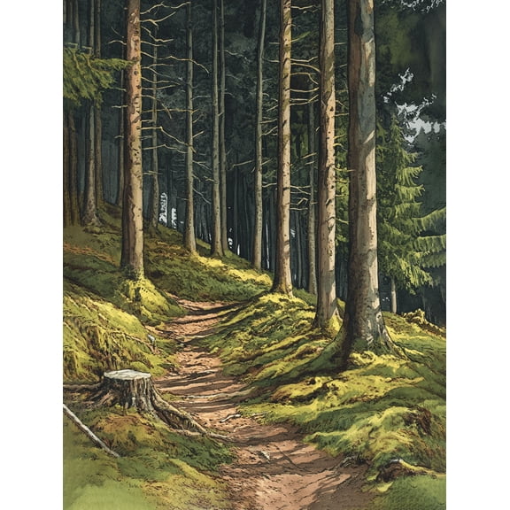 Forest Path Canvas Print/Wall Art, Suitable for Living Room, Bedroom, Office, Hallway, and Study Decoration.