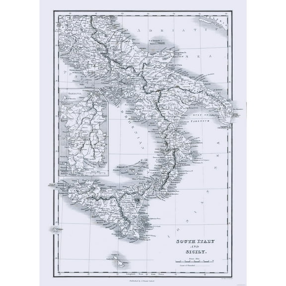 Historic Map - Sicily Italy - Oxford 1828 - 23 x 31.75 - Vintage Wall Art