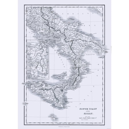 Historic Map - Sicily Italy - Oxford 1828 - Vintage Wall Art